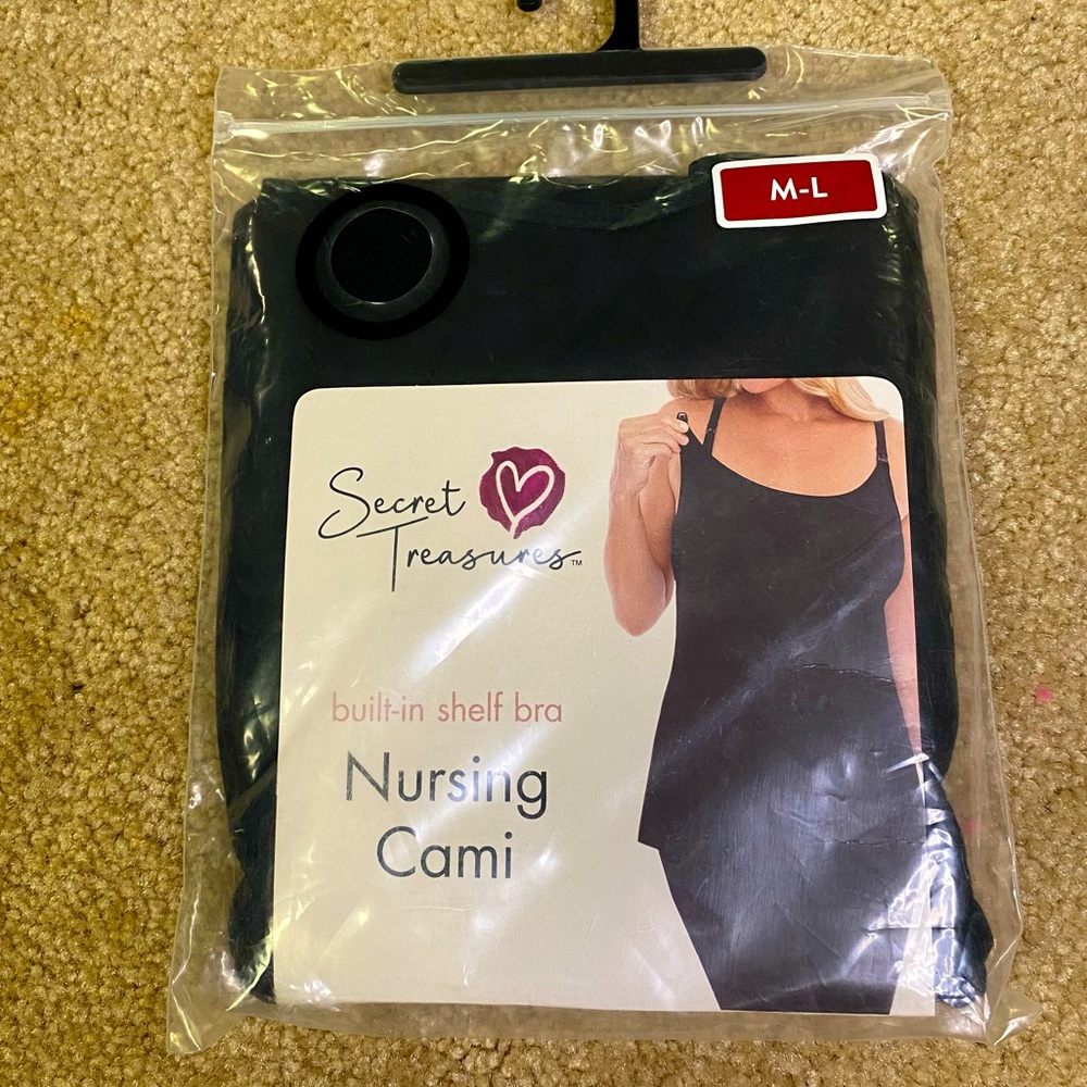 Secret Treasures Black Nursing Cami women’s medium large tank top built in bra
